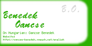 benedek oancse business card